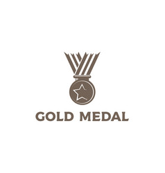 Vintage Champions Gold Medal Badge Emblem Logo