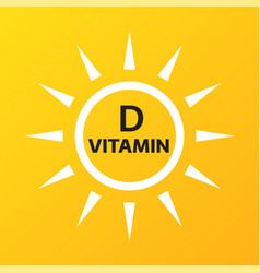 Vitamin D Icon With Simple Sun On Yellow Back