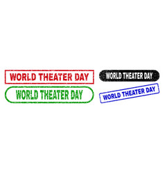 World Theater Day Rectangle Seals Using Unclean