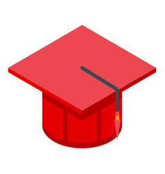 Red Graduation Hat Icon Isometric Diploma