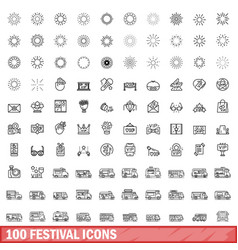 100 Festival Icons Set Outline Style