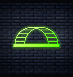 Glowing Neon Monkey Bar Icon Isolated On Brick