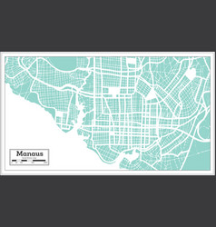 Manaus Brazil City Map In Retro Style Outline Map