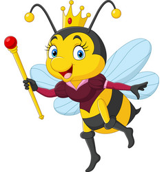 Cartoon Queen Bee Holding A Scepter