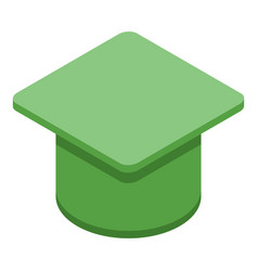 Green Graduation Hat Icon Isometric