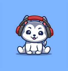 Husky Sitting Hearing Music Cute Creative Kawaii