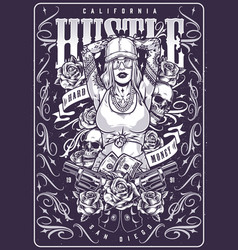 Hustle Hot Woman Monochrome Poster