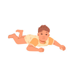 Lying Baby Boy Kid Flat Cartoon Toddler On Floor