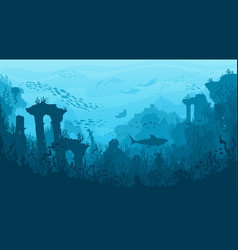 Underwater Landscape Ancient City Temple Columns