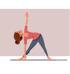 Young Woman In Triangle Yoga Pose