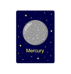 Flashcard For Kids With Mercury Planet On Dark