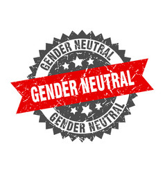 Gender Neutral Stamp Grunge Round Sign With Ribbon