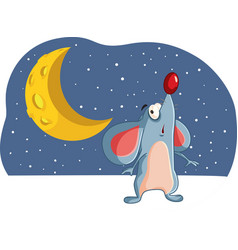 Mouse Looking At The Moon Imagining Cheese