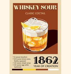 Whiskey Sour Cocktail Retro Poster Art