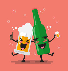 Drunk Beer Glass And Bottle Character