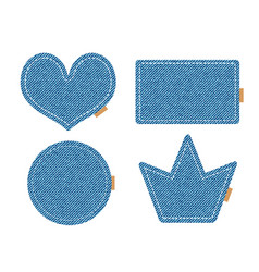 Denim Patches In Different Shapes - Heart Crown