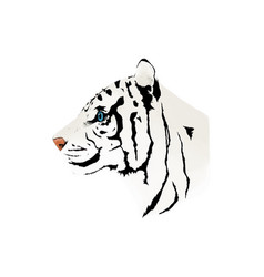 White Tiger Profile Hand-painted Real Touch