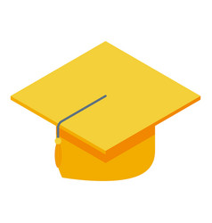 Yellow Graduation Hat Icon Isometric