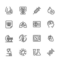 Medical Diagnostics Health Check Up Line Icons