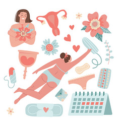 Menstruation Clipart Set Hygiene Of Woman During