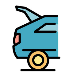 Open Trunk Car Icon Color Outline