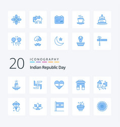 20 Indian Republic Day Blue Color Icon Pack Like