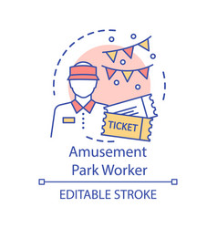 Amusement Park Worker Concept Icon Summer