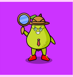 Cute Cartoon Pear Fruit Detective Is Searching