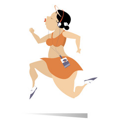 Funny Plump Young Running Woman