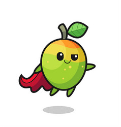 Cute Mango Superhero Character Is Flying