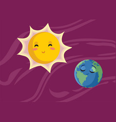 Sun And Earth Funny Characters Cartoon