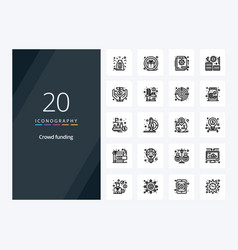 20 Crowdfunding Outline Icon For Presentation