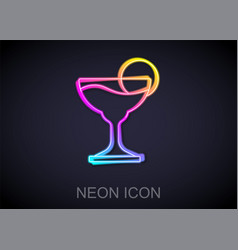 Glowing Neon Line Margarita Cocktail Glass With