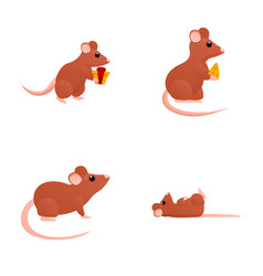 Little Mouse Icons Set Cartoon