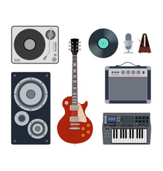 Set Of Flat Musical Instruments Music