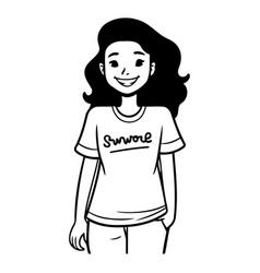 Smiling Young Black Woman In T-shirt