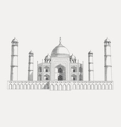 Taj Mahal - Sketch Isolated On White Background