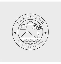 Beach Island Logo Line Art Template Graphic Design