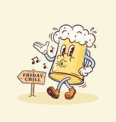 Beer Cartoon Groovy Mascot Retro