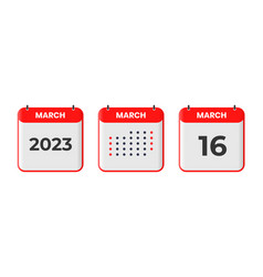 March 16 Calendar Design Icon 2023 Calendar