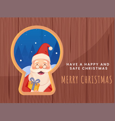 Cartoon Santa Claus Peeking From Door Keyhole