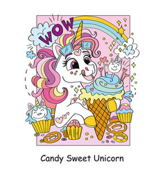 Cute Unicorn With Ice Cream Color