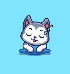 Husky Sleepy Cute Creative Kawaii Cartoon Mascot