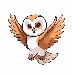 Owl Flying With Open Wings Cartoon Isolated