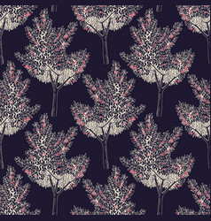 Seamless Pattern With Cherry Trees