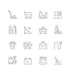 Set Line Icons Of Cleaning Machine