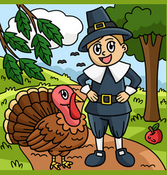 Thanksgiving Pilgrim Boy Colored Cartoon