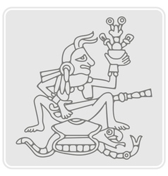 Monochrome Icon With Symbols From Aztec Codices