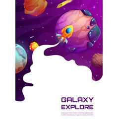 Space Landing Page With Cartoon Spaceship Planets