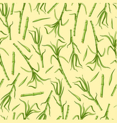 Sugar Cane Seamless Pattern Stems And Leaves